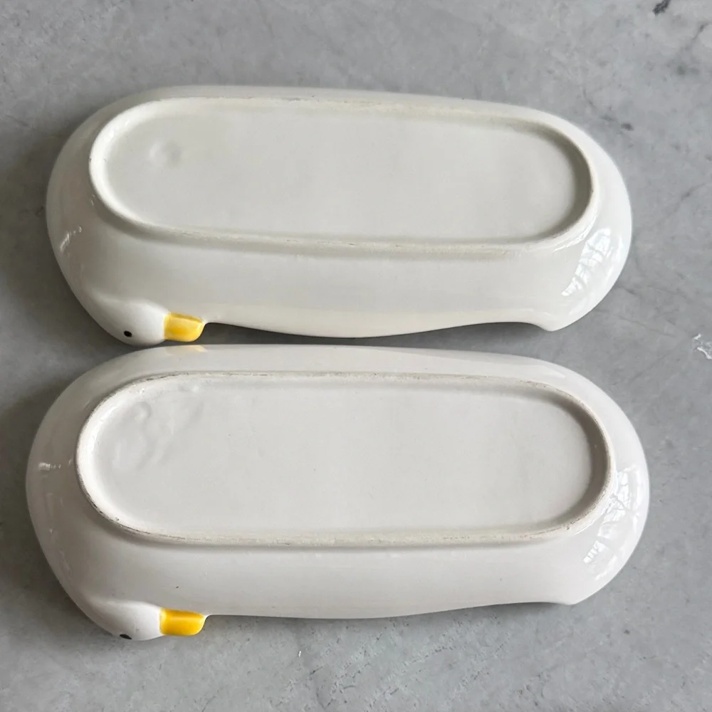 White Ceramic Duck Dishes- Set of 2